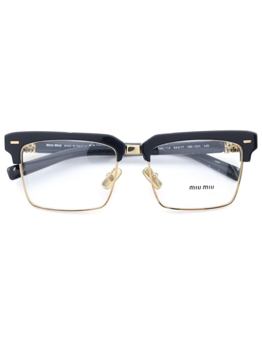 Miu Miu Logo Square Sunglasses Eyewear Black Gold